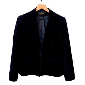 VINTAGE 80s T.R. Bentley Crushed Velvet Blazer Size S Black Party‎ Holiday Goth